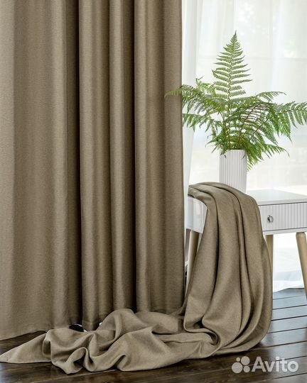 Портьеры рогожка Орфей Бежевый шторы
