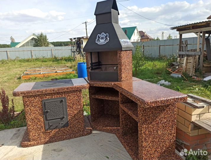 Печь барбекю, печь под казан, стол в наличии