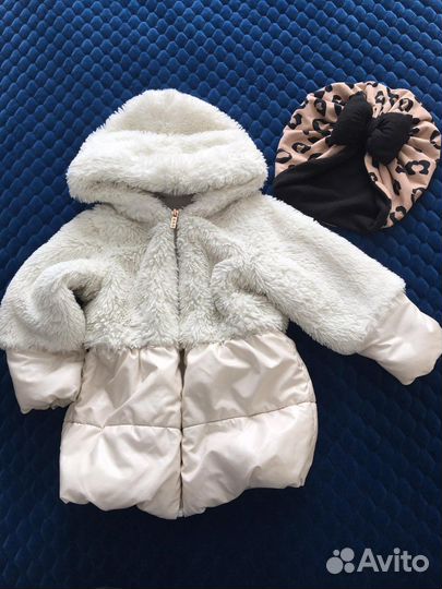 Шапка тюрбан и куртка демисезон на девочку