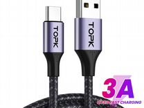 Зарядный кабель USB Type-C Topk 1м и 0.25м в описа