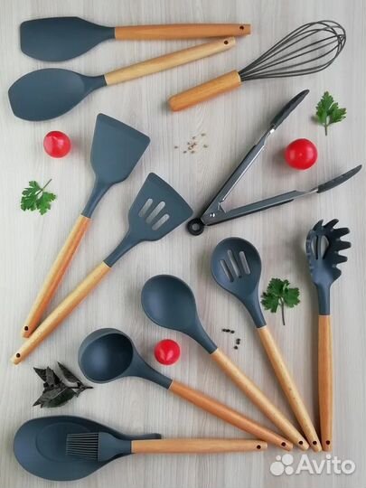 Кухонный набор 12 предметов серый