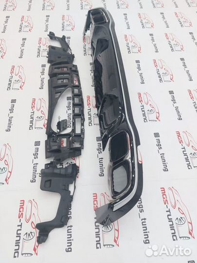 Диффузор хром с черными насадками E63s w213 Рест