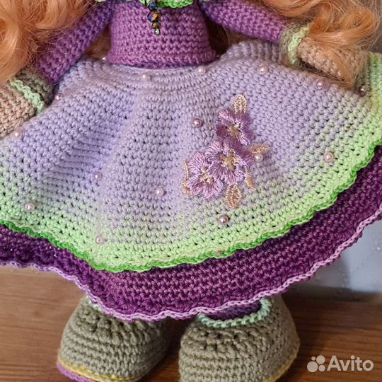 Интерьерная Вязаная кукла Фиалочка