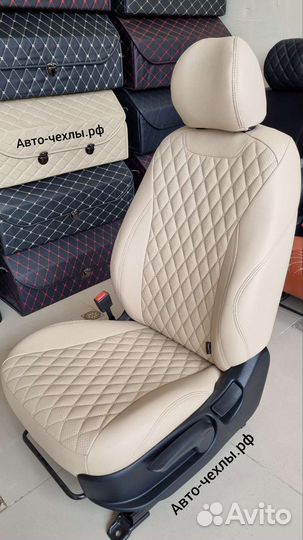 Чехлы Хендай Солярис - Элантра - Крета Бежевые