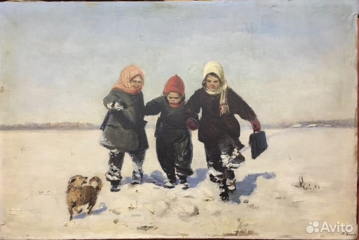 Картина «На прогулке», соцреализм, 1950-е г.г