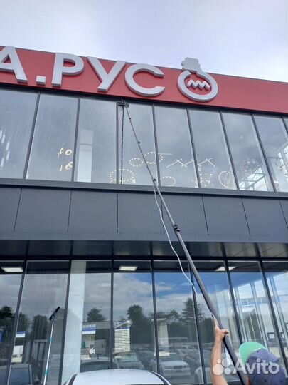 Мойка фасадов, вывесок, витрин, АЗС