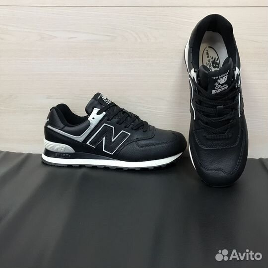 Кроссовки New Balance 574 кожаные мужские черные