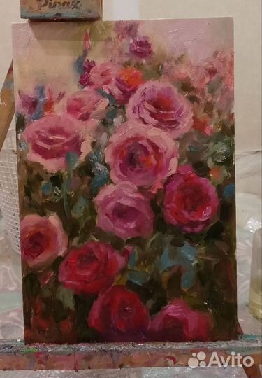 Картина маслом на холсте цветы, розы