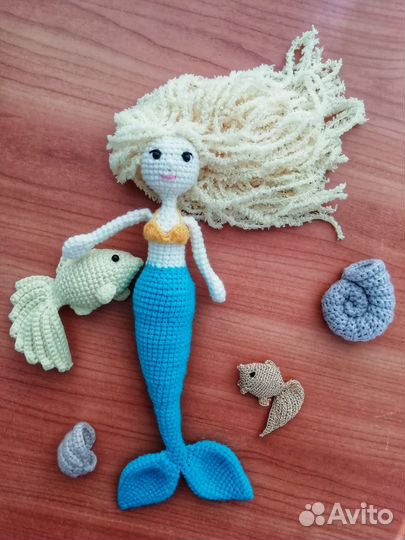 Кукла русалка, вязаная игрушка