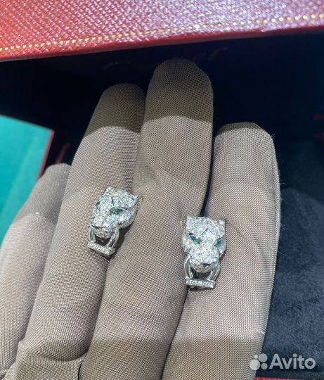 Серьги cartier panthere белое золото