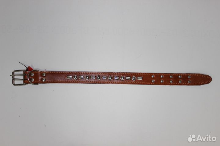 Ошейник 45мм кожа на ватине с украшениями /453/нн