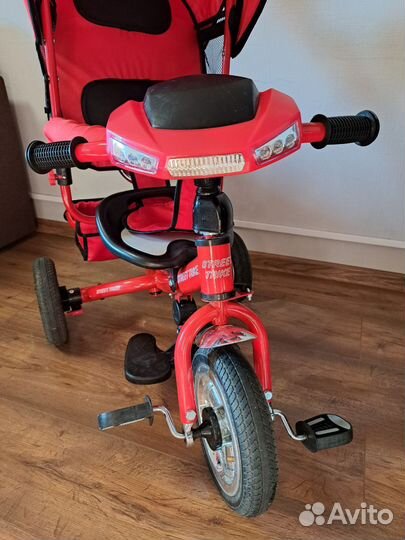 Трехколесный велосипед с ручкой красный бу