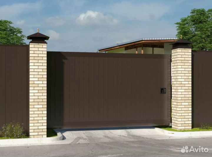 Ворота откатные алюминиевые с заполнен Prestige