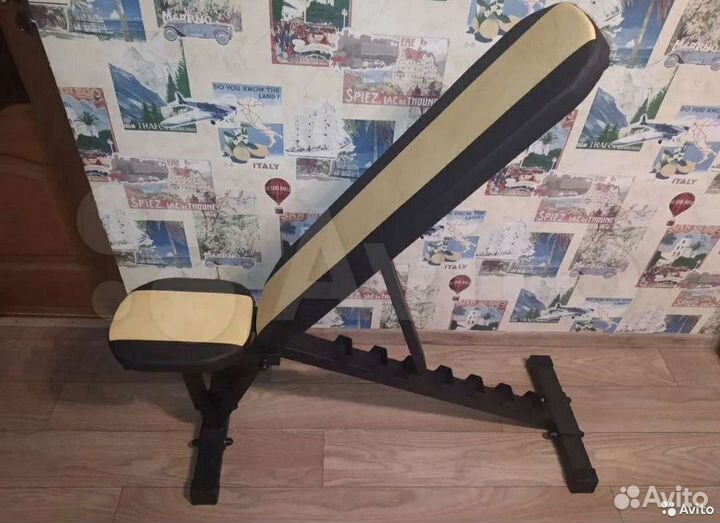 Атлетическая скамья + гантели 19,5кг каждая