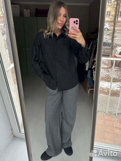 Рубашка черная оверсайз