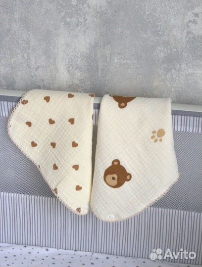 Детский слюнявчик нагрудник из муслина