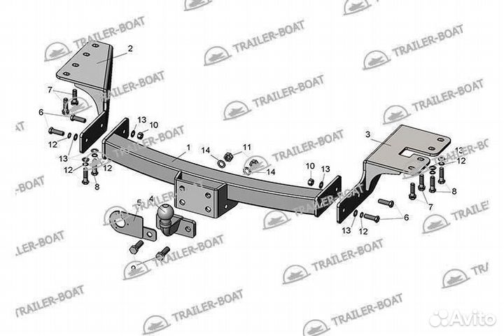 Фаркоп Toyota Fortuner 2005-2015, рама и крюк шар 50 мм, 24867