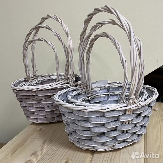 Набор плетеных корзин из ивы. 3 цвета