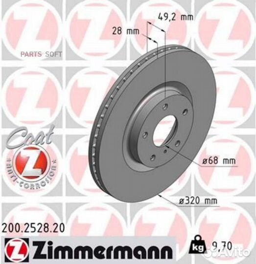 Торм.диск пер.вент 320x28 5 отв. Coat Z infinity FX/G/M, nissan Murano 2.5-4.5 02- 200252820