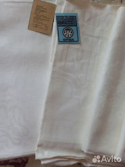 Скатерть льняная белая СССР