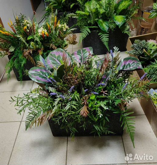 Декор растения real touch в кашпо арт122, от