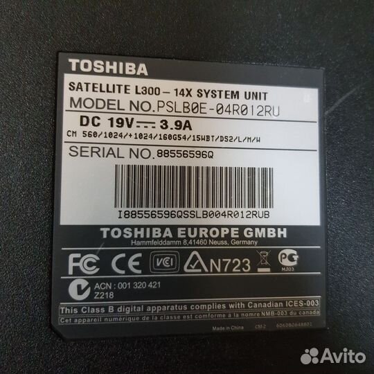 Ноутбук toshiba на запчасти