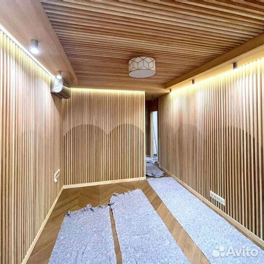 Деревянный потолок из массива дерева