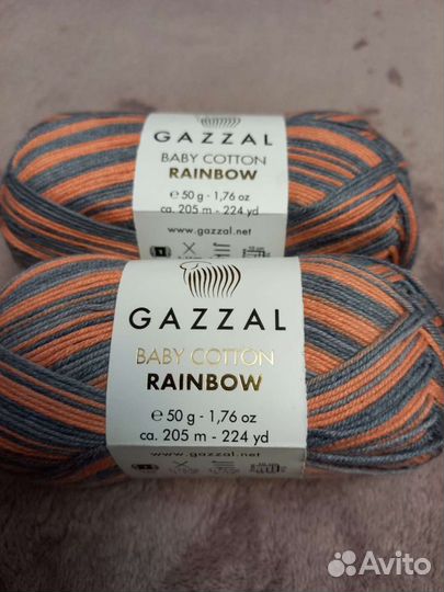 Пряжа Gazzal Baby kotton Rainbow