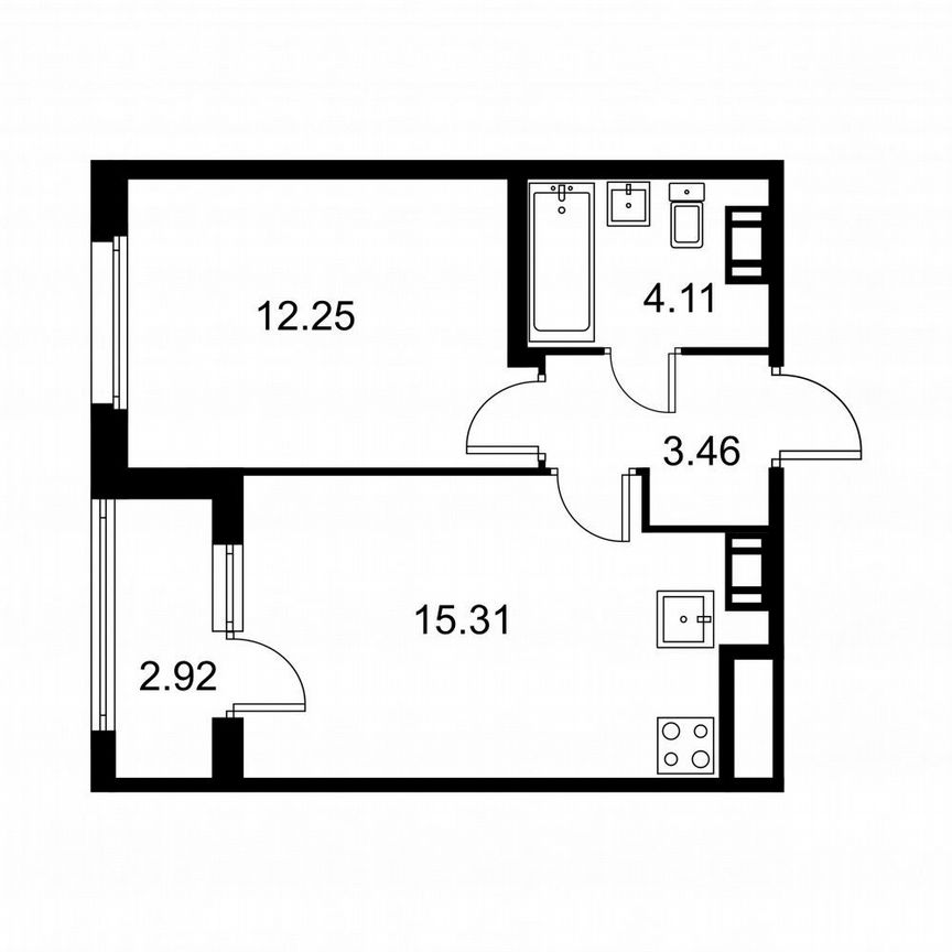 1-к. квартира, 36,6 м², 4/9 эт.