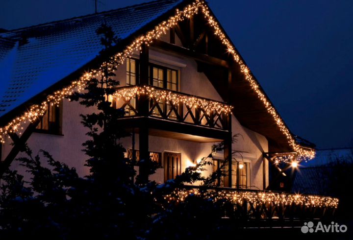 Украшение домов гирляндами под ключ