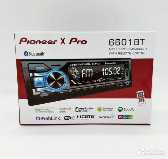 Автомагнитола 1 Din с Bluetooth Pioneer x pro