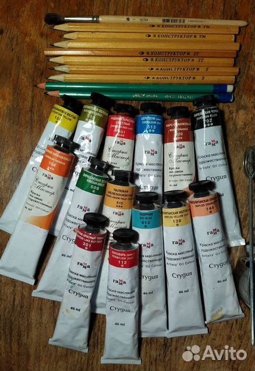 Краски масляные Гамма, карандаши, кисть