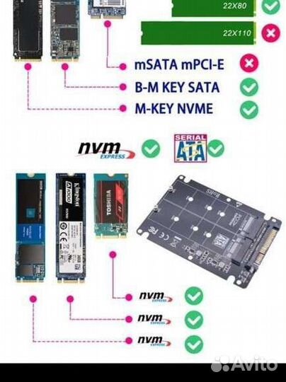 SSD адаптер M.2 SSD на U.2