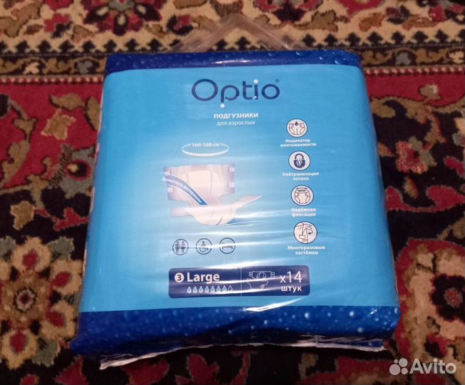 Подгузники для взрослых Optio, размер L (100-160 с