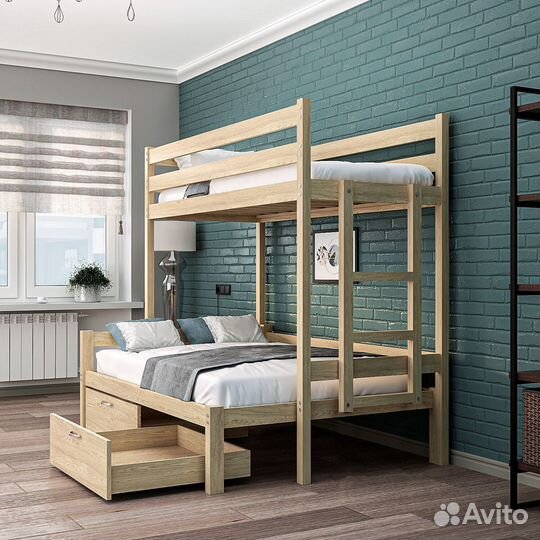 Двухъярусная кровать из массива