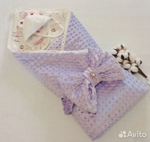 Конверт-одеяло+бант на резинке+ шапочка
