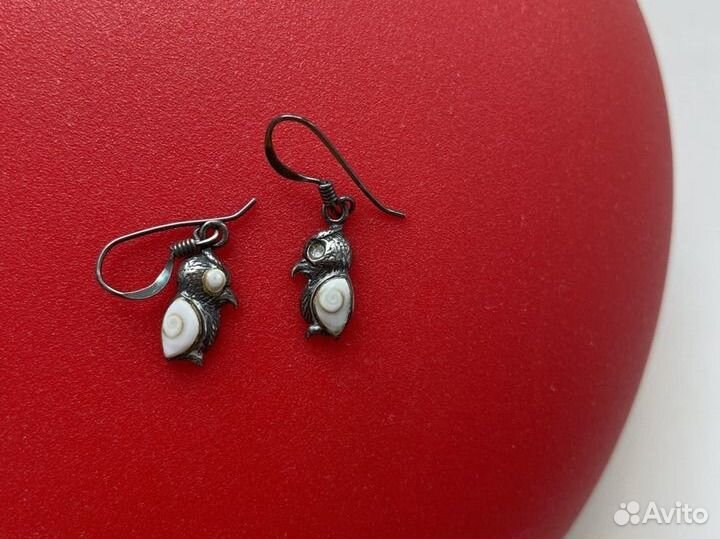 Серьги серебрянные птички