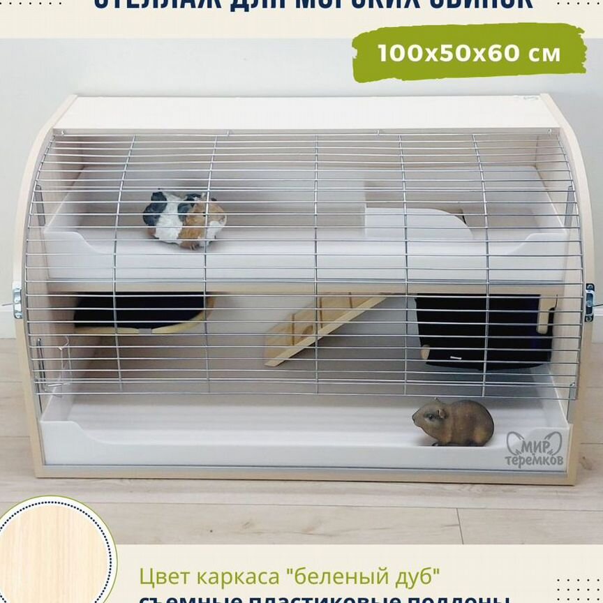 Клетка для морских свинок 100х50х60,белдуб, круг11