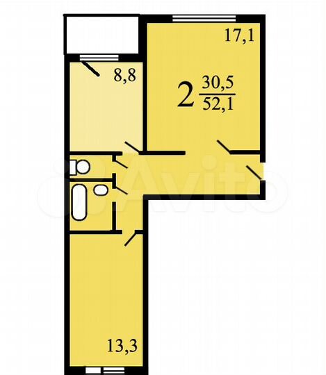 2-к. квартира, 55,4 м², 7/12 эт.