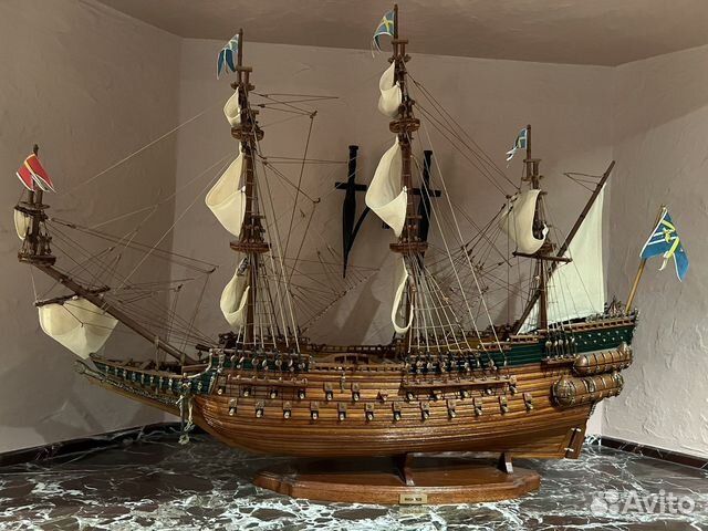 Корабль деревянный, ручная работа wasa 1628