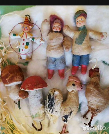 Ватные елочные игрушки СССР