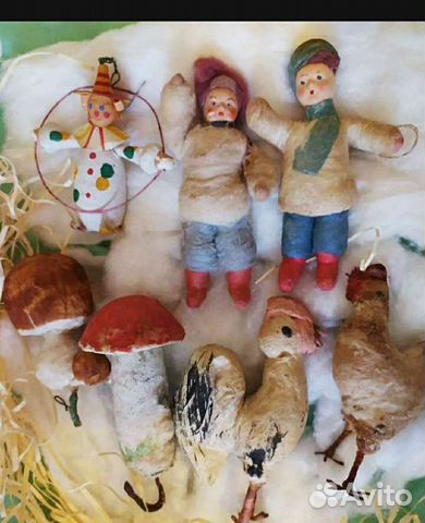 Ватные елочные игрушки СССР