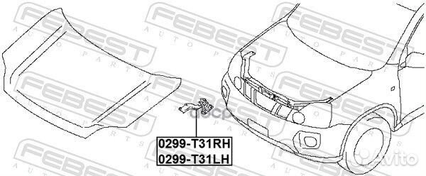 Петля капота 0299-T31RH 0299-T31RH Febest