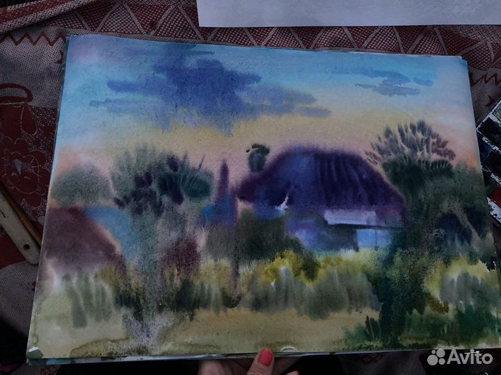 Этюд с натуры «Деревенский дом» 2022 г. Акварель