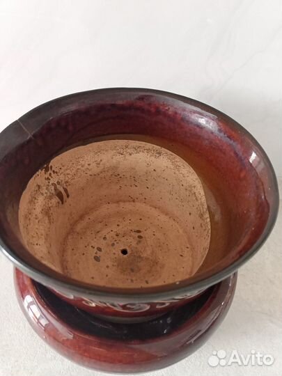 Большой керамический горшок с поддоном бу