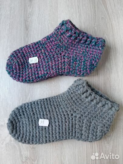 Теплые вязаные следки