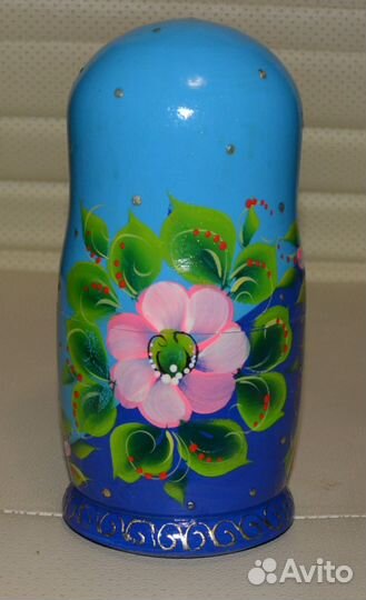 Матрёшка «Флора» в голубом 5 кукольная 17 см люкс