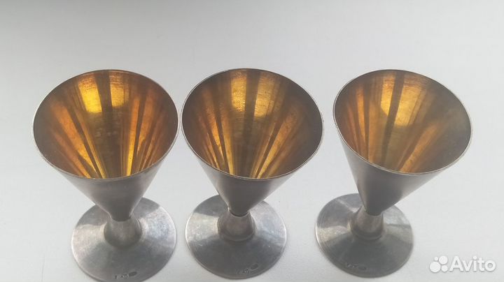 Рюмка Конусные. Серебро, Позолота - 916 проба