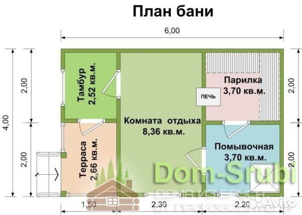 Коммунар. Хорошая надёжная Баня из бруса Б-7 (4х6)