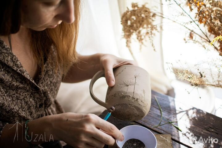 Керамическая кружка ручной работы с рисунком “Лиса